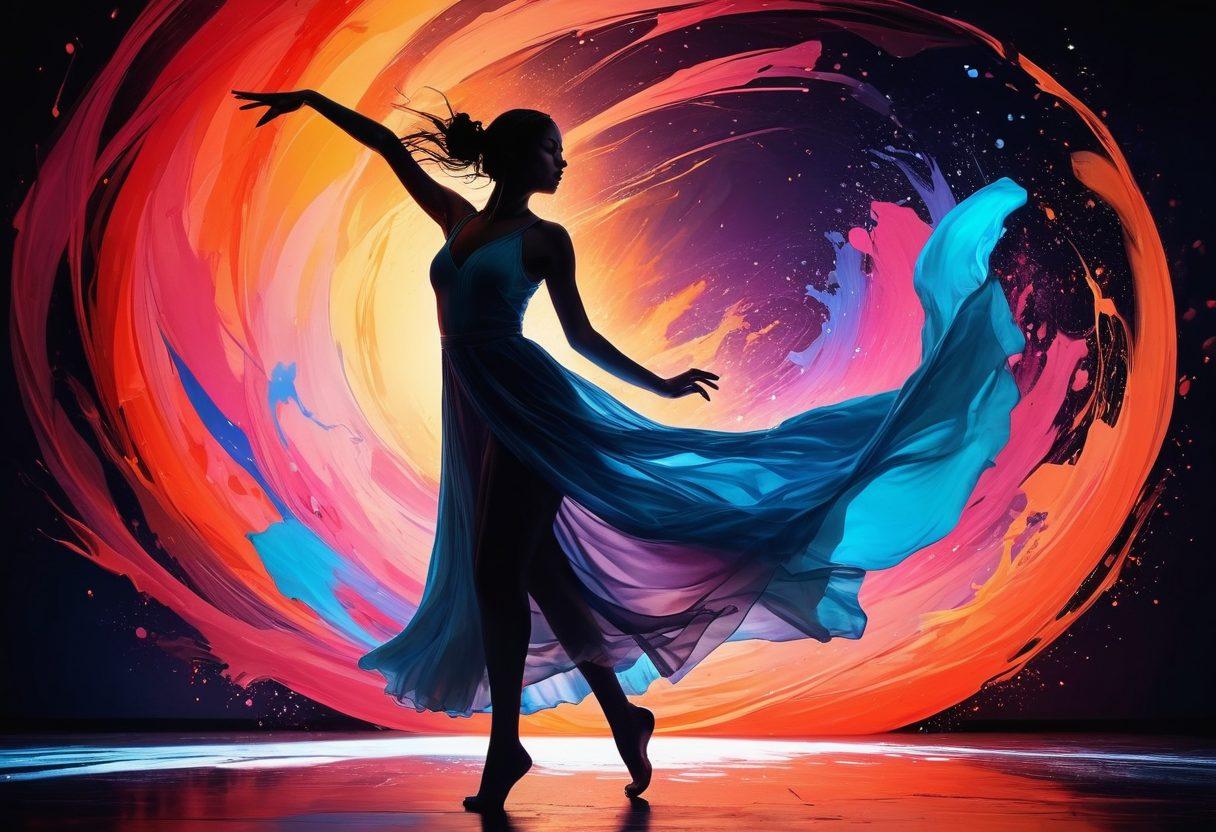 A vibrant, dynamic scene depicting a dancer in fluid motion, merging anime aesthetics with sensual, explicit art. The background should be a blend of surreal colors, with flowing abstract shapes that enhance the sense of movement. The dancer should have exaggerated features typical of anime, with an intense expression that conveys emotion and allure. Include elements of light and shadow to create depth and allure. super-realistic. vibrant colors. surreal background.